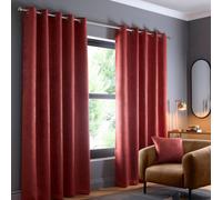 Fusion Strata Terracotta Triple-Woven Dimout Eyelet Curtains