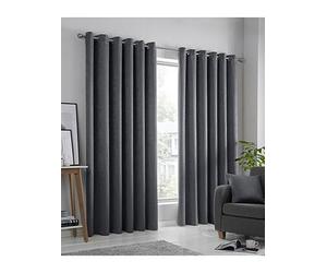 Fusion Strata Textured Dim Out Eyelet Curtains Ochre