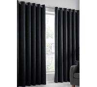Fusion Strata Thermal Dimout Eyelet Curtains Black