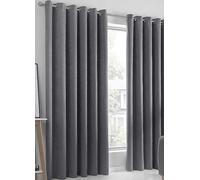 Fusion Strata Thermal Dimout Eyelet Curtains Charcoal