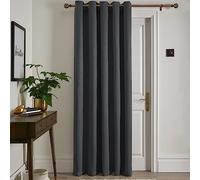 Fusion Strata Thermal Eyelet Curtain - Charcoal Grey - W66 x L84 (168 x 214cm) - 1 Panel - 100% Cotton - Room Darkening Drapes for Bedroom, Living Room and Doors
