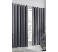 Fusion 'Strata' Triple-Woven Dimout Eyelet Curtains in Charcoal | Size: 229 cm width x 229 cm drop Fusion Charcoal 229 cm width x 229 cm drop