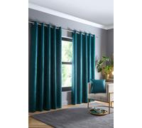 Fusion 'Strata' Triple-Woven Dimout Eyelet Curtains in Dark Green | Size: 168 cm width x 183 cm drop Fusion Dark Green 168 cm width x 183 cm drop