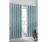 Fusion 'Strata' Triple-Woven Dimout Eyelet Curtains in Duck Egg Blue | Size: 229 cm width x 229 cm drop Fusion Duck Egg Blue 229 cm width x 229 cm drop