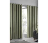 Fusion 'Strata' Triple-Woven Dimout Eyelet Curtains in Green | Size: 168 cm width x 137 cm drop Fusion Green 168 cm width x 137 cm drop
