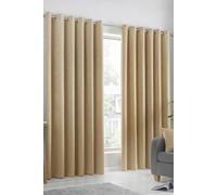 Fusion 'Strata' Triple-Woven Dimout Eyelet Curtains in Mustard | Size: 117 cm width x 137 cm drop Fusion Mustard 117 cm width x 137 cm drop