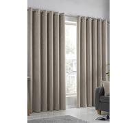 'Strata' Triple-Woven Dimout Eyelet Curtains Fusion Natural 168cm width x 137cm drop