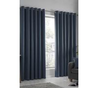Fusion 'Strata' Triple-Woven Dimout Eyelet Curtains in Navy | Size: 168 cm width x 229 cm drop Fusion Navy 168 cm width x 229 cm drop