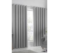 Fusion 'Strata' Triple-Woven Dimout Eyelet Curtains in Silver | Size: 117 cm width x 137 cm drop Fusion Silver 117 cm width x 137 cm drop