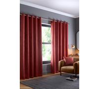 Fusion Terracotta Eyelet Curtains W66 x L54 (168x137cm) - 2 Panels - Thermal & Soundproof Drapes - Orange Red Door Curtains - Bedroom & Living Room Window Treatment - Strata Collection