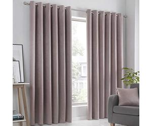 Fusion Strata Woven Eyelet Lined Curtains, Blush, 90 x 108 Inch