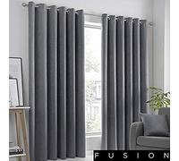 'Strata' Triple-Woven Dimout Eyelet Curtains Fusion Charcoal 168cm width x 229cm drop