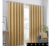 Fusion Strata Woven Eyelet Lined Curtains, Ochre, 90 x 72 Inch, 100% Polyester, W229cm (90") x D183cm (72")