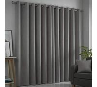 Fusion Strata Woven Eyelet Lined Curtains, Silver, 66 x 54 Inch