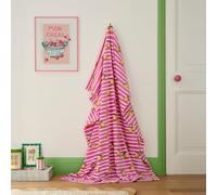 Fusion Summer Fruits Fleece Throw 120 x 150cm Pink - Soft Lightweight Printed Throw for Sofa or Bed with Colourful Fruit Design