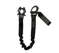 Fusion Tactical 2ft 24"x1" Internal Elastic Bungee Military Police Personal Retention Helo Lanyard with Kong Frog Snap Shackle 23kN Black
