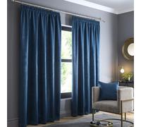Fusion - Teal Curtains W46 x L54 (117 x 137cm) - 100% Cotton - 2x Panels - Pencil Pleat Curtains in Teal Blue - Soundproof Curtains & Thermal Curtains for Bedroom - Teal Pleated Curtains & Drapes
