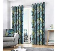 Fusion - Tropical - 100% Cotton Pair of Eyelet Curtains - 66" Width x 54" Drop (168 x 137cm) in Multicolour
