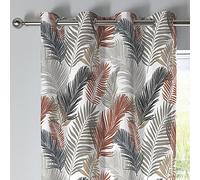 Fusion - Tropical - 100% Cotton Pair of Eyelet Curtains - 90" Width x 90" Drop (229 x 229cm) in Copper