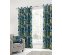 Fusion 'Tropical' Exotic Palm Leaf Print 100% Cotton Eyelet Curtains | Size: 229 cm width x 183 cm drop Fusion Multicolor 229 cm width x 183 cm drop