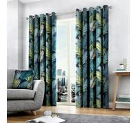 Fusion Tropical Exotic Palm Leaf Print 100% Cotton Multicoloured Eyelet Curtains