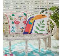 Fusion Tropical Flamingo Outdoor/indoor Water & Uv Resistant Filled Cushion