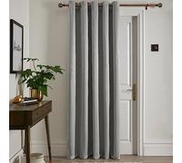 'Strata' Dim out woven Eyelet Single Panel Door Curtain Fusion Silver 168cm width x 214cm drop