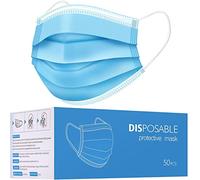 Fusion Vibes 50 pks Disposable Face Mask | Protective 3-Ply Breathable Comfortable Nose/Mouth Coverings for Home & Office | Elastic Ear Loop 3-Layer Safety Shield for Adults/Kids | UK-Seller (50)