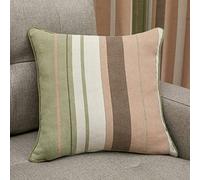 'Whitworth Stripe' Modern Striped Filled Cushion 100% Cotton Fusion Green 43cm x 43cm