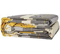 Fusion Whitworth Stripe Eyelet Lined Curtains, Ochre, 90 x 90 Inch