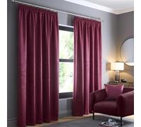 Fusion Wine Red Curtains W90 x L90 - 100% Cotton Pencil Pleat - Thermal & Blackout Drapes - 2 Panels - Claret Window Treatment for Bedroom & Living Room