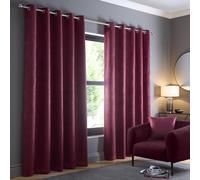 Fusion Wine Red Eyelet Curtains W90 x L72 (229x183cm) - 2 Panels - Thermal Drapes for Bedroom/Living Room - Door Curtain - Strata Collection - Room Darkening Window Treatment in Deep Red
