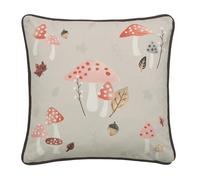 Fusion Woodland Dreams Velvet Cushion, Polyester Filled, Floral Watercolor Design, 43 x 43 cm, Chocolate, Square, Piped Edge, Recycled Polyester Cover, Adult