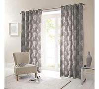 Fusion - Woodland Trees - 100% Cotton Pair of Eyelet Curtains - 66" Width x 54" Drop (168 x 137cm) in Charcoal