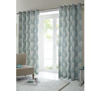 'Woodland Trees' Motif 100% Cotton Ready to Hang Eyelet Curtains Fusion Duck Egg Blue 117cm width x 137cm drop