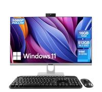 Fusion5 23.8" Full HD All in One PC Desktop Computer - 16GB RAM, 512GB SSD, i3-1215U 6-Core Processor up to 4.40 GHz, Windows 11, HDMI, USB 3.0 - AIO PC with Wireless Keyboard, Mouse, 3MP Web Camera
