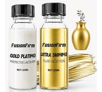 FusionFirm Liquid Gold Leaf Paint Kit 30ml - Alcohol Based Ultra Bright Gold Liquid Gilding, Suitable For DIY, Artistic Painting, Furniture, Craftwork, Etc. Transparent Gloss Varnish, Quick Drying