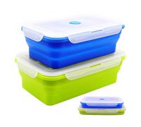 FUSMYE Set of 2 Extra Large Collapsible Silicone Food Storage Containers With Lids,82.8oz + 60.2oz Meal Box For Kitchen,Big Bento Lunch Boxes, Microwave,Dishwasher and Freezer Safe For Camping