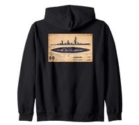 Fuso Japanese WW2 Battleship BB 5 Identification Diagram Zip Hoodie