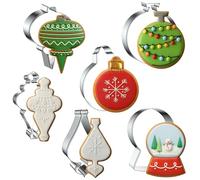 FUSOTO 6PCS Christmas Snow Globe Ornament Cookie Cutter Set, Holiday Cookie Cutters Christmas Snowglobe Ornament Shaped Biscuit Molds, Stainless Steel Baking Supplies for Homemade Cookies