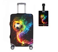 Fußballss Protective Case + Luggage Tag Set of 2 Elastic Suitcase Cover 18-32 Inches, Luggage Protection, 3D Animal Suitcase Cover, Suitcase Protective Cover, Scratch-Resistant Suitcase Protector, R2,