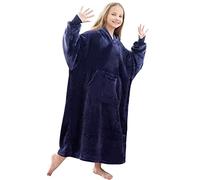FUSSEDA Oversized Wearable Blanket Sweatshirt,Super Thick Warm Fleece Sherpa Cozy Blanket Hoodie with Pockets&Sleeves for Adult Kids