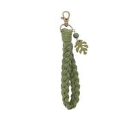 Fussinatioanry Handmade Macrame Keychain with Palm Leaf Charm, Phone Lanyard & Car/Bag Pendant, Boho Weave Accessory
