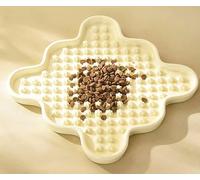 Fussy Cat Ceramic 'Lick Mat' Cat Slow Puzzle Feeder Bowl for Wet, Dry and Raw Cat Food. Just like a lick mat, but made from Ceramic (Cream, Small)