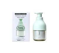 Fussy Refillable Natural Hand Wash - Mint Green Bottle & Lime Refill | Tropic Tonic Scent, Natural Hand Soap, Antibacterial, Moisturising, Sulphate & Paraben Free, Recyclable Aluminium Refills