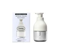 Fussy Refillable Natural Hand Wash - Stone Grey Bottle & Coconut Refill | Coconut Milk Scent, Natural Hand Soap, Antibacterial, Moisturising, Sulphate & Paraben Free, Recyclable Aluminium Refills