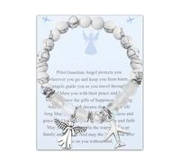 FUSTMW Airplane Charm Bracelet Guardian Angel Bracelet Gift Flight Attendant Gifts Airplane Travel Gifts for Women Jewelry, S, Stone, no gemstone