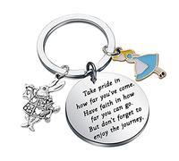 FUSTMW Alice Gifts Keychain Rabbit Alice Pendant Wonderland Inspired Gifts Cartoon Keepsake Keychain Friendship Gifts, Silver, L
