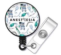 FUSTMW Anesthesia Badge Reel CRNA Badge Holder Anesthesiologist Assistant Gifts Nurse Anesthetist Badge Clip (Anesthesia)