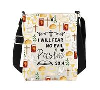 FUSTMW Christian Crossbody Bag Faith Religious Baptism Gifts Bible Psalm 23 4 Sling Bucket Bag with Shoulder Strap, Christian C Bag